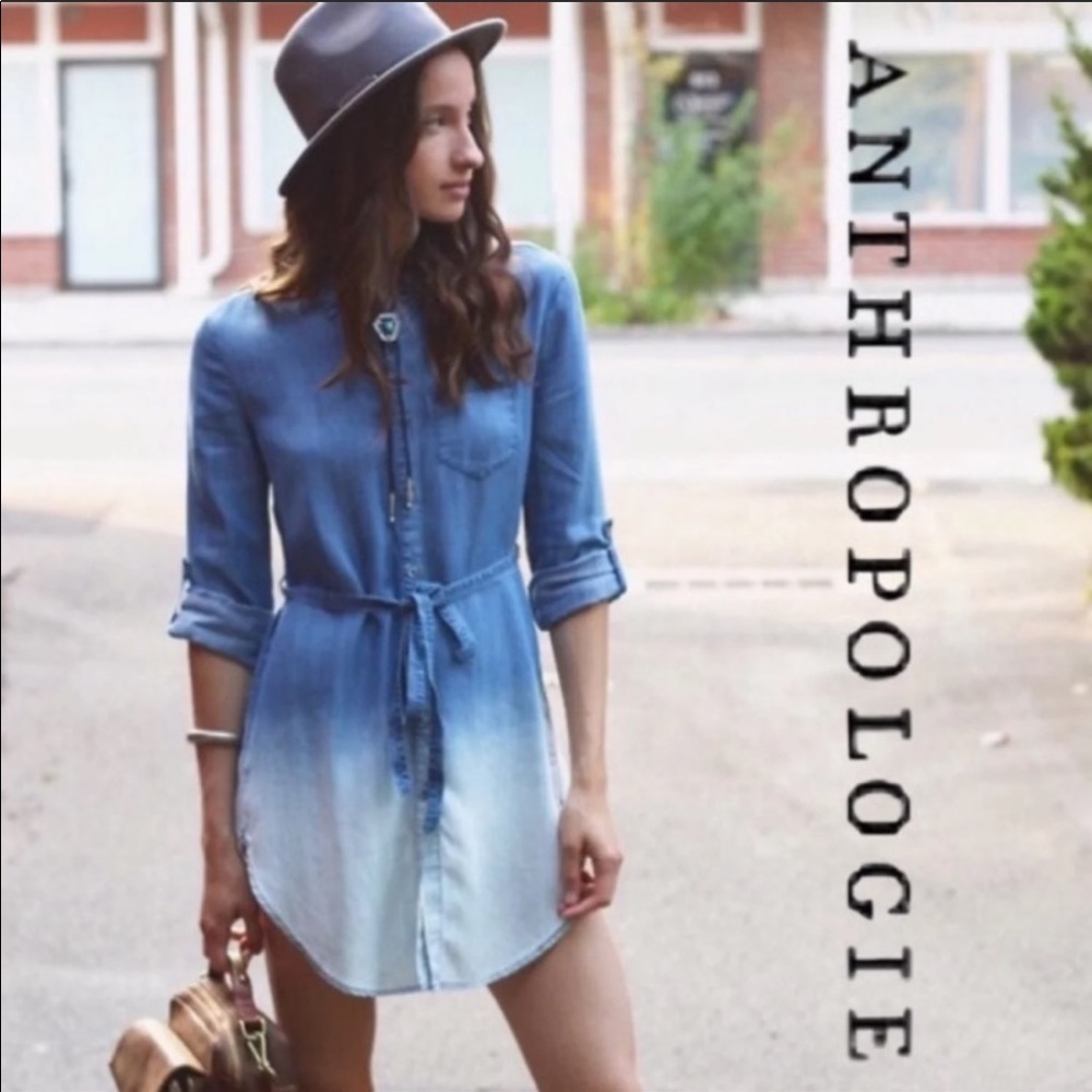 Anthro Holding Horses Dip Dye Chambray Tunic